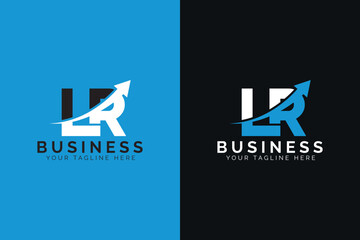 simple minimal letter lr arrow logo