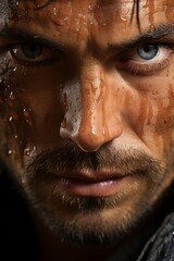 Obraz premium Kung Fu fighter's eyes, conveying focus and determination during training, Generative AI