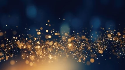 Fototapeten Abstract background with Dark blue and gold particle. New year, Christmas background with gold stars and sparkling. © ArtStockVault
