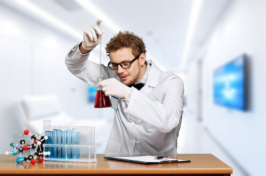 Science and research concept, person works in laboratory