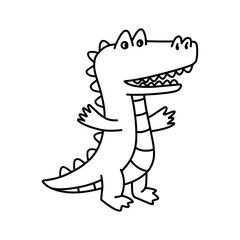 Cute cartoon crocodile coloring. Illustration of crocodile black and white.