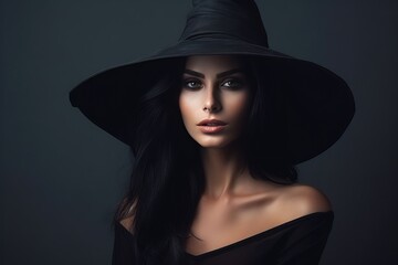 Fototapeta na wymiar Beautiful Woman Portrayed As Witch For Halloween