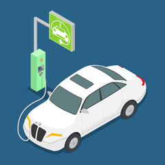Electric Vehicle charging station, electric car with solar cells , EV car