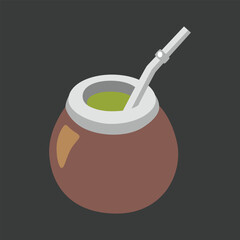 Mate vector icon design. Isolated  yerba mate sign. Mate is a caffeinated beverage popular in many South American countries.
