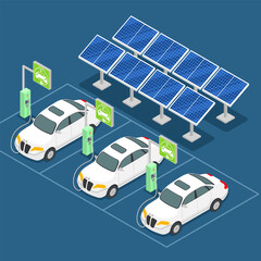 Electric Vehicle charging station, electric car with solar cells , EV car