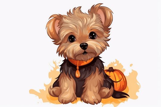 Cute Halloween Puppy, Silky Terrier Dog
