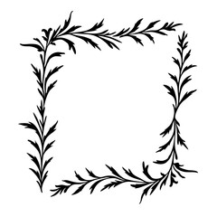 Naklejka premium Cute retro leaves arranged un a shape of the wreath perfect for wedding invitations and birthday cards. Vector illustration