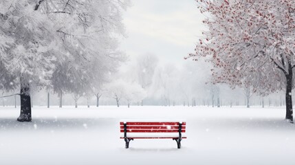 Embrace the Serenity of a Snowy Bench: Tranquil Winter Landscape, Peaceful Solitudecin Christmas,...