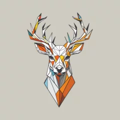 Rolgordijnen minimalistic line logo of deer, geometrical deer in different color, vectorized. © Abdul