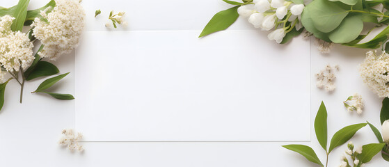 Framework for photos or congratulations, spring background, white flower, Generative Ai - 656429995