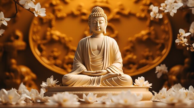 buddha golden statue minimalist background