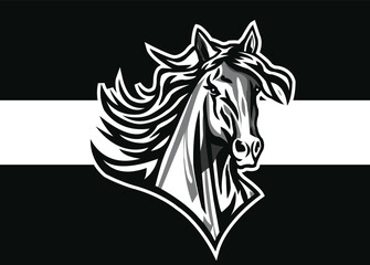 Horse Mascot logo Design. Brave Horse Face vector template. Horse Head design for Logo, Horse Logo icon Sport Team logo design, Vector Template Illustration. Mascot Brave animal Logo design graphics