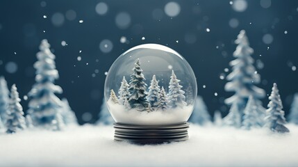 Fototapeta na wymiar Starry Night Globe Festivity: Blue Snowflake Ornaments and Glittering Christmas Balls in decorated celebrations