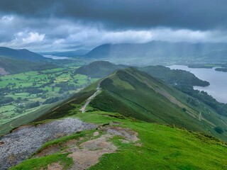 Coutryside hiking views from catbells in the Lake District