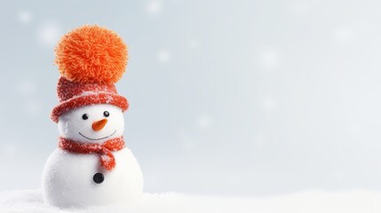 Fototapeta premium Snowy Smiles: Happy Snowman Decoration Brings Christmas Joy and Festive Delight
