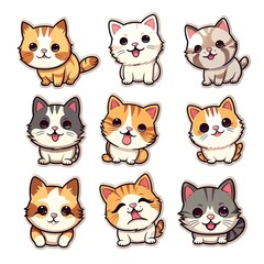 set of cats stickers
