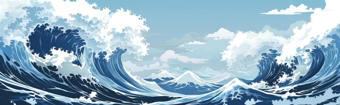 illustration of foamy sea waves. 