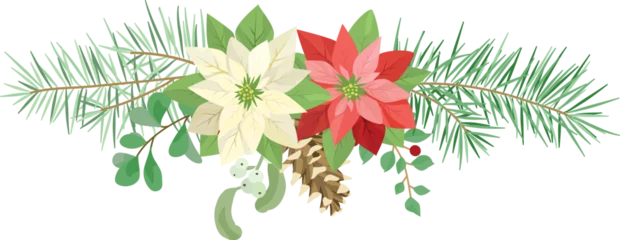 Tuinposter christmas element decoration with poinsettia © bintoro
