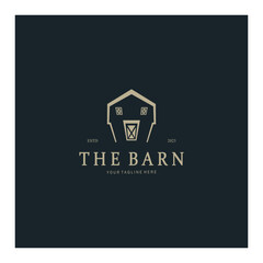 Vintage organic farmhouse or barn,warehouse, rustic barn and animal farmhouse logo design.