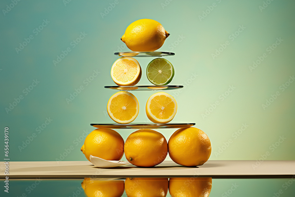 Canvas Prints Lemons in a pyramid, diet concept, ai generated