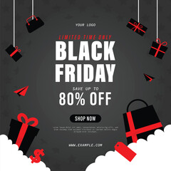 joyful fun black friday ads banner poster brochure social media post layout template vector design