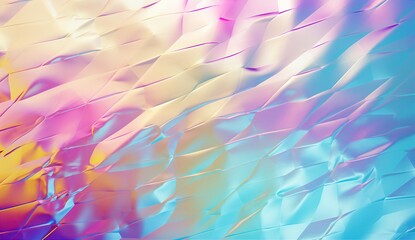 holographic background in gold, yellow, neon green and white, in the style of light sky-blue and pink, soft crosshatchings, glass as material, light purple and dark gray, water drops, embossed paper, 