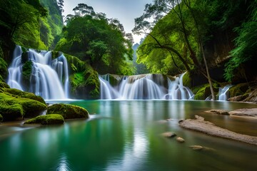 Naklejka premium waterfall in the forest