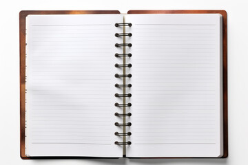 Opened ring binder. Versatile and versatile as business stationery for handwritten memos, memo pads, ideas, mockups, schedules, events, management, progress charts, diaries, travel, etc. copy space.