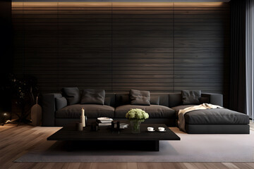Interior home design. Minimalistic living room decoration.