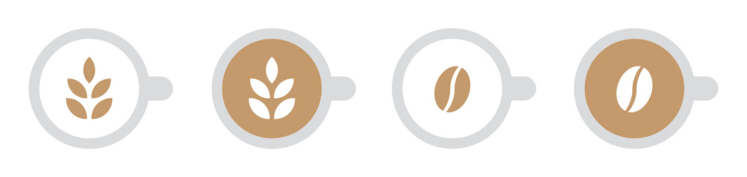 Coffee latte cup. Hot coffee set icon, vector illustration