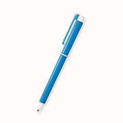 Blue pen with button. Office for study or work. School affiliation. Vector illustration, icon design.
