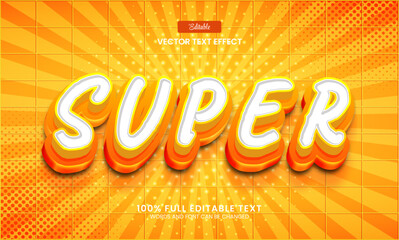 Design editable text effect, Super 3d cartoon vector illustration