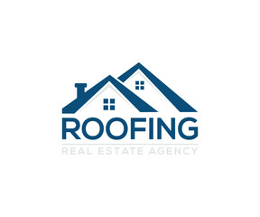 Roofing logo, real estate business vector design template