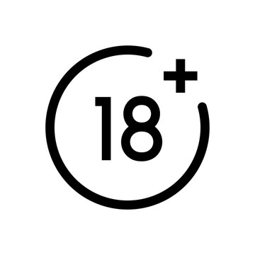 Prohibited under 18 symbol. Over 18 years old. Sign icon vector