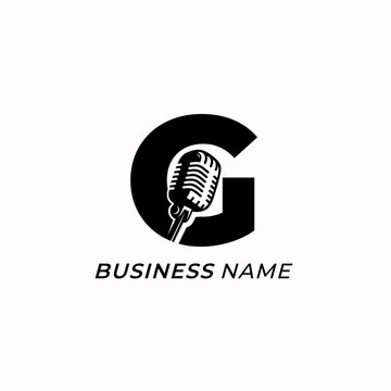 design logo creative letter G and microphone podcasting