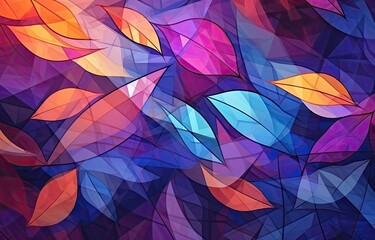 Abstract and colorful autumn leaves wallpaper. Generative AI