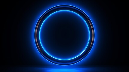 A blue neon ring glowing on a dark background
