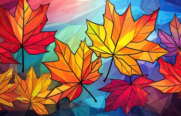 Abstract and colorful autumn leaves wallpaper. Generative AI