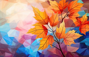 Fototapeta premium Abstract and colorful autumn leaves wallpaper. Generative AI