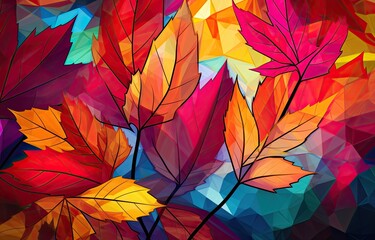 Abstract and colorful autumn leaves wallpaper. Generative AI