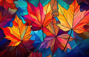 Abstract and colorful autumn leaves wallpaper. Generative AI