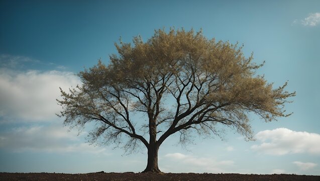 alone tree with blue sky 