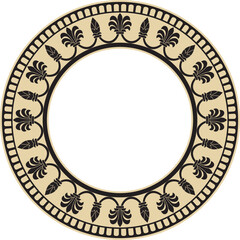 Vector round gold and black national persian ornament. Circle, frame, border ethnic pattern of Iranian civilization..