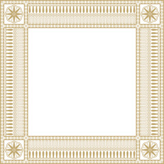 Vector gold square classic greek meander ornament. Pattern of ancient Greece. Border, frame of the Roman Empire..