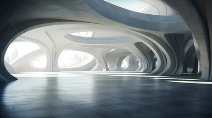 Abstract futuristic architecture - empty concrete floor