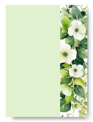Watercolor floral illustration set. White jasmine and green leaf Frame collection. Border wedding template.