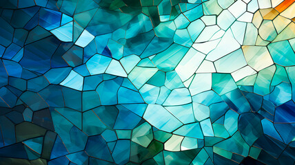 Abstract background of rectangular tiles for bathroom in blue and green colors. - obrazy, fototapety, plakaty