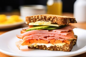 a close-up shot of a bagel and lox sandwich