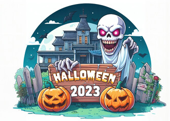 Halloween 2023 in front of white