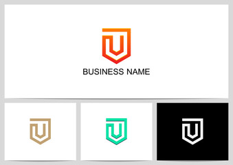Shield With Letter Inside Logo Design Initial U